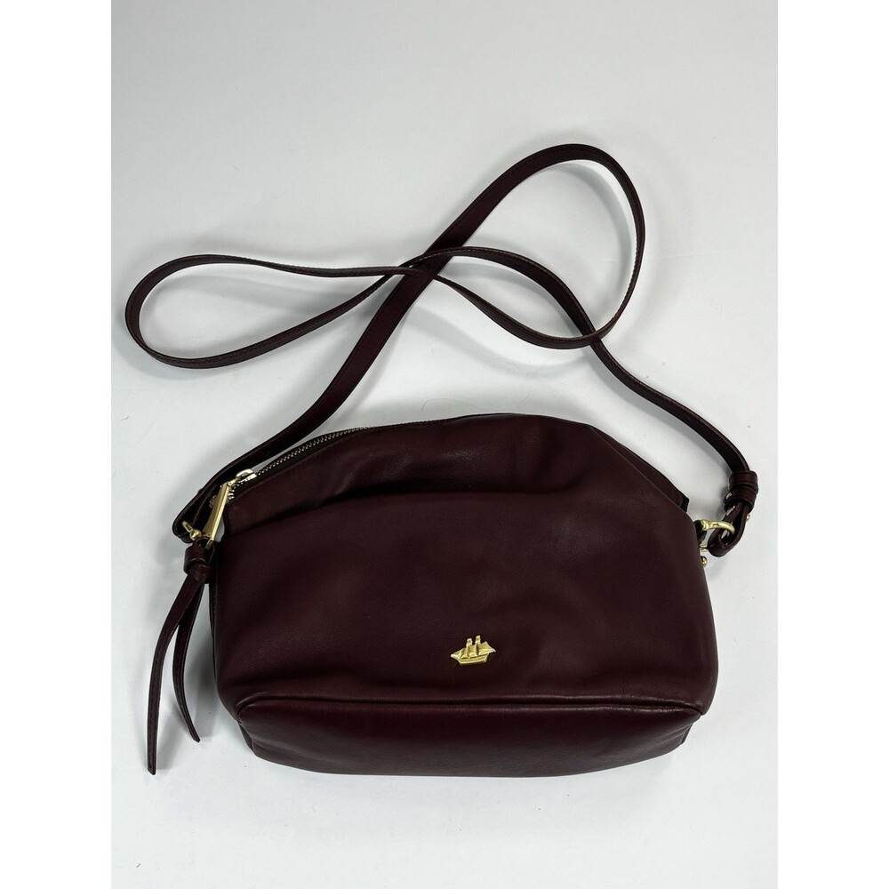 Vintage Brahmin Bag Smooth Burgundy Leather Purse Authentic Gold Ship Logo Soft - Picture 1 of 16
